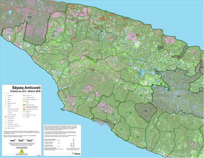 Sépaq Anticosti (secteur ouest): Carte générale de chasse au cerf 2026 Preview 1