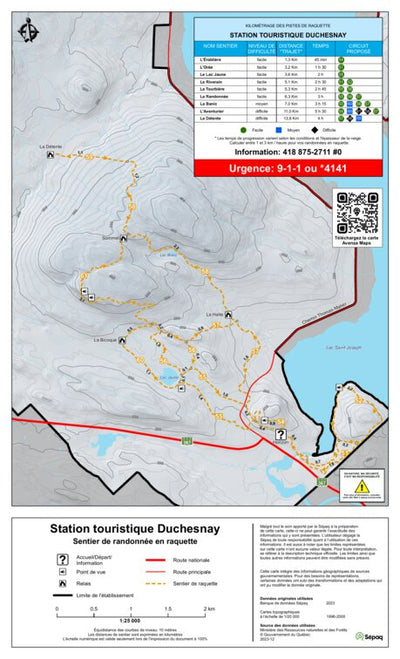 Sépaq Station touristique Duchesnay - Carte des sentiers de raquette digital map