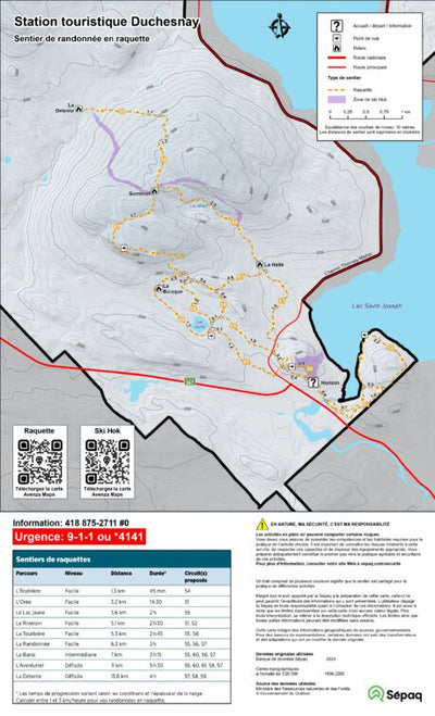 Station touristique Duchesnay - Carte des sentiers de raquette Preview 1