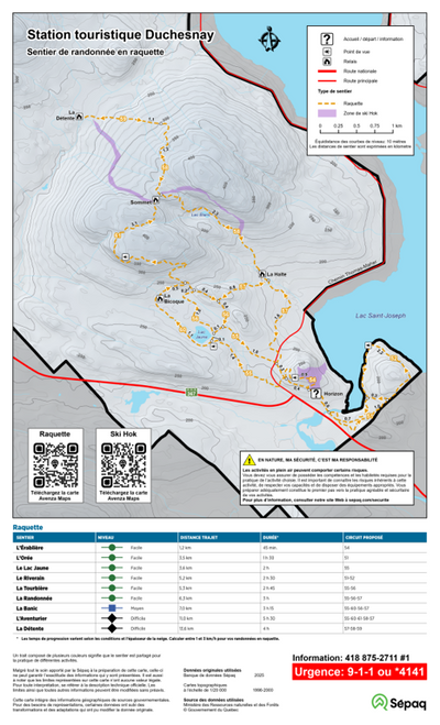 Station touristique Duchesnay - Carte des sentiers de raquette Preview 1