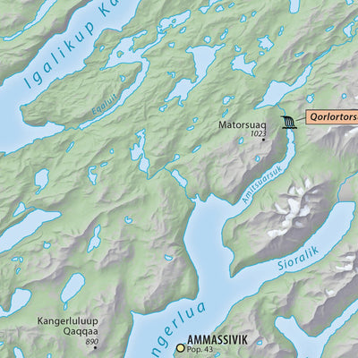 ShadedRelief.com Exploring Greenland's Southern Tip - Islands, Fjords, and Ice digital map