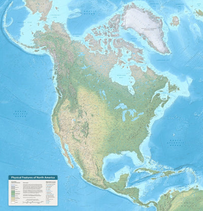 ShadedRelief.com Physical Features of North-America - Elevations in Feet digital map