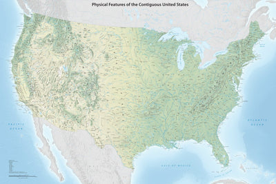 ShadedRelief.com Physical Features of the Contiguous United States digital map
