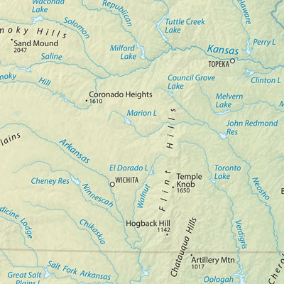 ShadedRelief.com Physical Features of the Contiguous United States digital map