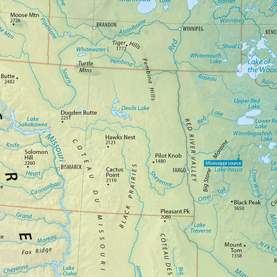 Physical Features of North-America - Elevations in Feet Preview 2