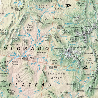 Physical Features of North-America - Elevations in Feet Preview 3