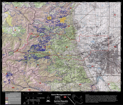 Spirited Republic 2018 GMU 38 Colorado Big Game (Elk/Mule Deer) Hunting Map (Public/Private Lands) digital map