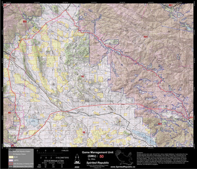 Spirited Republic 2020 Big Game Elk/Deer Topo Hunt Public Lands GMU 50 digital map