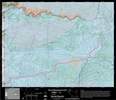 Spirited Republic 2020 Colorado Big Game Elk/Deer Topo Hunt Habitat Range GMU 10 digital map