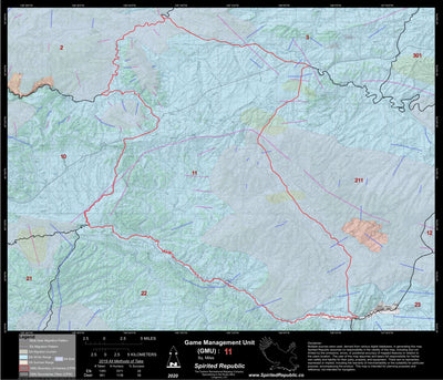 Spirited Republic 2020 Colorado Big Game Elk/Deer Topo Hunt Habitat Range GMU 11 digital map