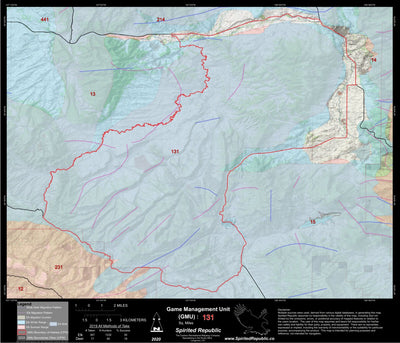 Spirited Republic 2020 Colorado Big Game Elk/Deer Topo Hunt Habitat Range GMU 131 digital map