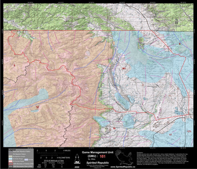 Spirited Republic 2020 Colorado Big Game Elk/Deer Topo Hunt Habitat Range GMU 161 digital map