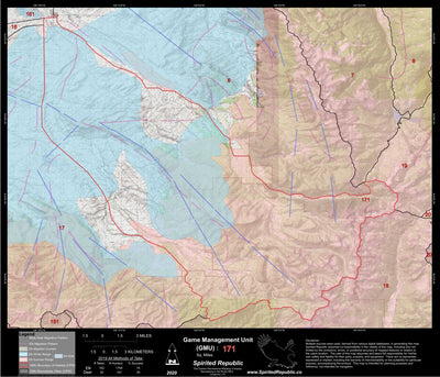 Spirited Republic 2020 Colorado Big Game Elk/Deer Topo Hunt Habitat Range GMU 171 digital map