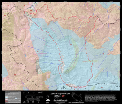 Spirited Republic 2020 Colorado Big Game Elk/Deer Topo Hunt Habitat Range GMU 181 digital map