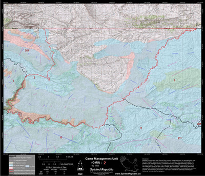 Spirited Republic 2020 Colorado Big Game Elk/Deer Topo Hunt Habitat Range GMU 2 digital map