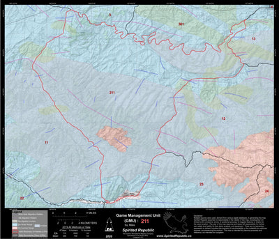Spirited Republic 2020 Colorado Big Game Elk/Deer Topo Hunt Habitat Range GMU 211 digital map