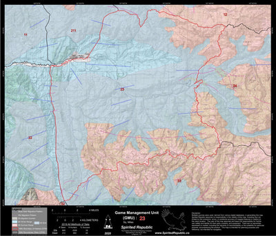 Spirited Republic 2020 Colorado Big Game Elk/Deer Topo Hunt Habitat Range GMU 23 digital map