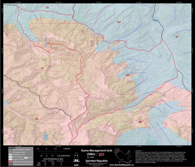 Spirited Republic 2020 Colorado Big Game Elk/Deer Topo Hunt Habitat Range GMU 231 digital map