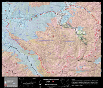 Spirited Republic 2020 Colorado Big Game Elk/Deer Topo Hunt Habitat Range GMU 28 digital map