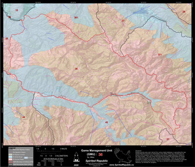 Spirited Republic 2020 Colorado Big Game Elk/Deer Topo Hunt Habitat Range GMU 36 digital map