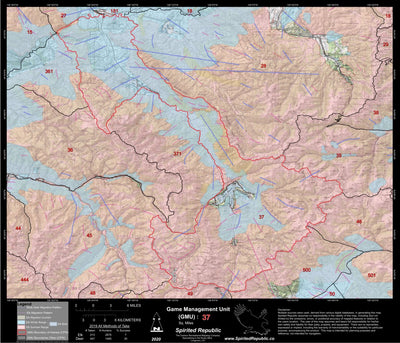 Spirited Republic 2020 Colorado Big Game Elk/Deer Topo Hunt Habitat Range GMU 37 digital map