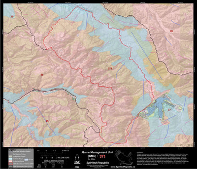 Spirited Republic 2020 Colorado Big Game Elk/Deer Topo Hunt Habitat Range GMU 371 digital map