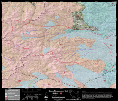 Spirited Republic 2020 Colorado Big Game Elk/Deer Topo Hunt Habitat Range GMU 39 digital map