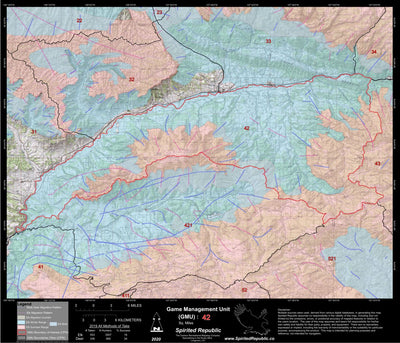Spirited Republic 2020 Colorado Big Game Elk/Deer Topo Hunt Habitat Range GMU 42 digital map