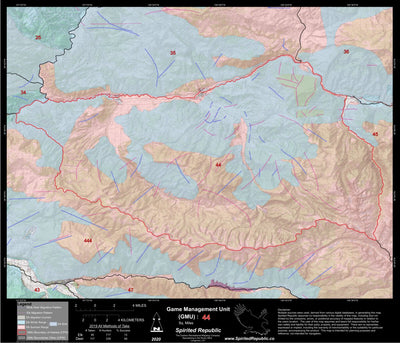 Spirited Republic 2020 Colorado Big Game Elk/Deer Topo Hunt Habitat Range GMU 44 digital map