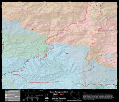 Spirited Republic 2020 Colorado Big Game Elk/Deer Topo Hunt Habitat Range GMU 441 digital map