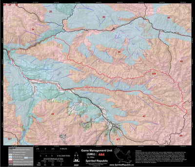 Spirited Republic 2020 Colorado Big Game Elk/Deer Topo Hunt Habitat Range GMU 444 digital map