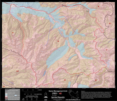 Spirited Republic 2020 Colorado Big Game Elk/Deer Topo Hunt Habitat Range GMU 45 digital map