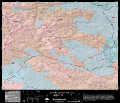 Spirited Republic 2020 Colorado Big Game Elk/Deer Topo Hunt Habitat Range GMU 46 digital map