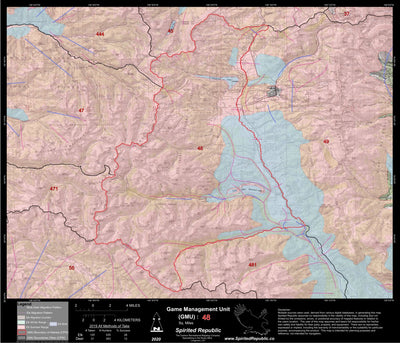 Spirited Republic 2020 Colorado Big Game Elk/Deer Topo Hunt Habitat Range GMU 48 digital map