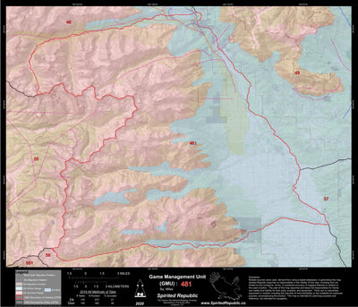 Spirited Republic 2020 Colorado Big Game Elk/Deer Topo Hunt Habitat Range GMU 481 digital map