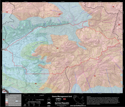 Spirited Republic 2020 Colorado Big Game Elk/Deer Topo Hunt Habitat Range GMU 53 digital map