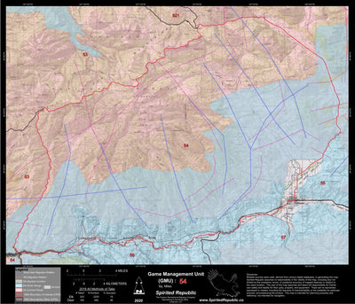 Spirited Republic 2020 Colorado Big Game Elk/Deer Topo Hunt Habitat Range GMU 54 digital map