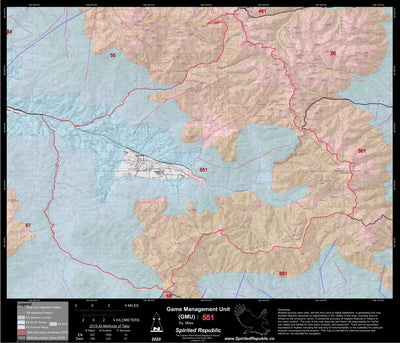 Spirited Republic 2020 Colorado Big Game Elk/Deer Topo Hunt Habitat Range GMU 551 digital map