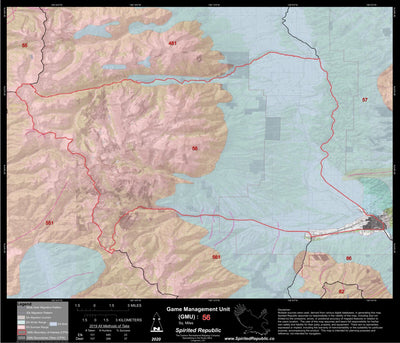 Spirited Republic 2020 Colorado Big Game Elk/Deer Topo Hunt Habitat Range GMU 56 digital map