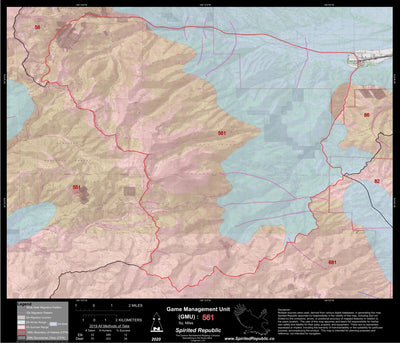 Spirited Republic 2020 Colorado Big Game Elk/Deer Topo Hunt Habitat Range GMU 561 digital map