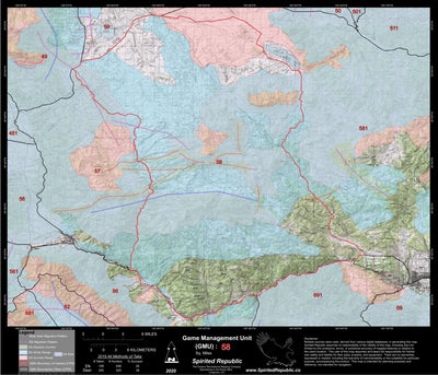 Spirited Republic 2020 Colorado Big Game Elk/Deer Topo Hunt Habitat Range GMU 58 digital map