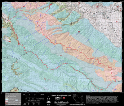 Spirited Republic 2020 Colorado Big Game Elk/Deer Topo Hunt Habitat Range GMU 61 digital map
