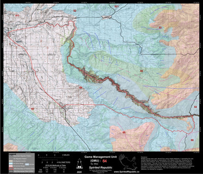 Spirited Republic 2020 Colorado Big Game Elk/Deer Topo Hunt Habitat Range GMU 64 digital map
