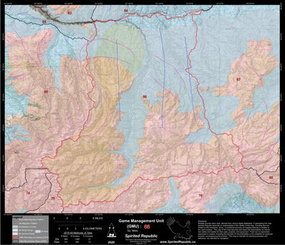 Spirited Republic 2020 Colorado Big Game Elk/Deer Topo Hunt Habitat Range GMU 66 digital map