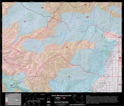Spirited Republic 2020 Colorado Big Game Elk/Deer Topo Hunt Habitat Range GMU 68 digital map