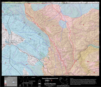 Spirited Republic 2020 Colorado Big Game Elk/Deer Topo Hunt Habitat Range GMU 7 digital map