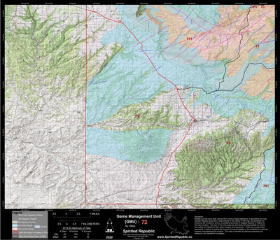 Spirited Republic 2020 Colorado Big Game Elk/Deer Topo Hunt Habitat Range GMU 72 digital map