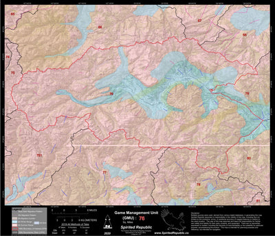 Spirited Republic 2020 Colorado Big Game Elk/Deer Topo Hunt Habitat Range GMU 76 digital map