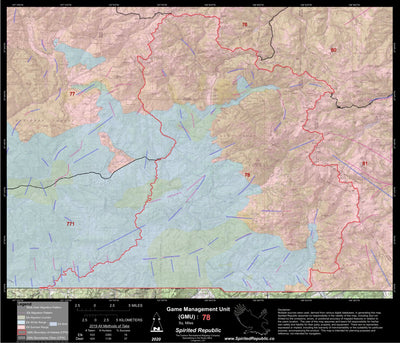 Spirited Republic 2020 Colorado Big Game Elk/Deer Topo Hunt Habitat Range GMU 78 digital map