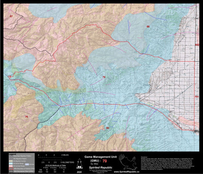 Spirited Republic 2020 Colorado Big Game Elk/Deer Topo Hunt Habitat Range GMU 79 digital map